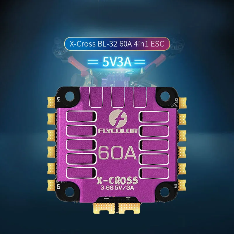 Flycolor X Cross 60A BLheli_32 3 6S 4в1 бесщеточный ESC с выходом 5 В BEC для радиоуправляемого дрона