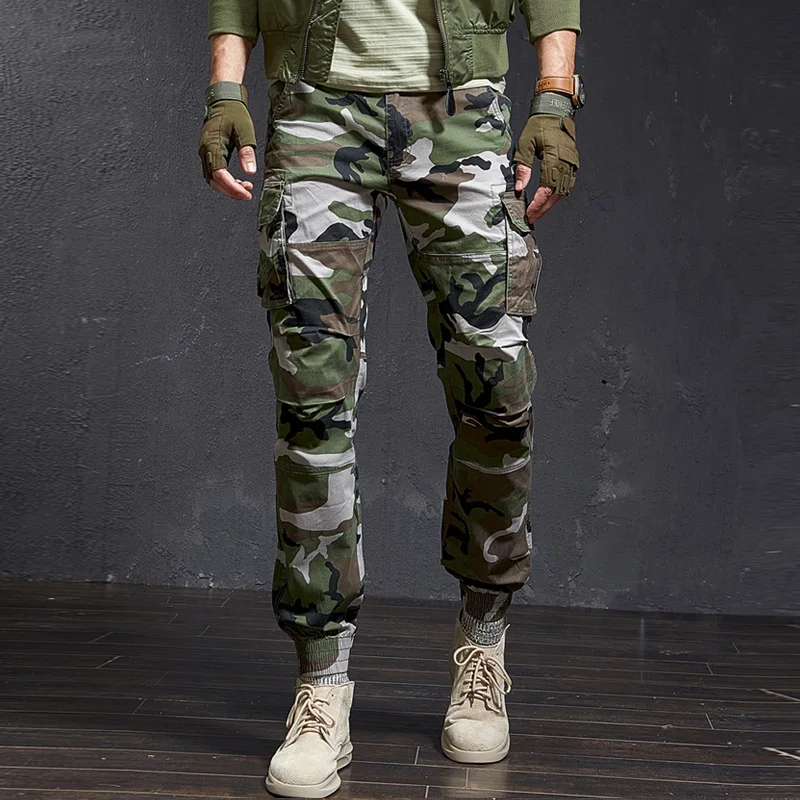 

Newly Street Style Fashion Men Jeans High Quality Big Pocket Casual Cargo Pants Men Overalls Military Camouflage Hip Hop Joggers