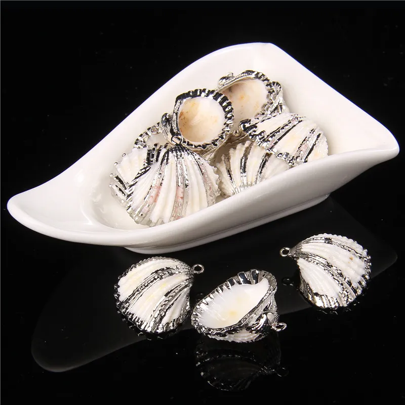 

2-10 Pcs/lot Bohemian Colorful Shell Beads Pendant Conch Metal Alloy Summer Beach Necklace Charm Componets DIY Necklace Earrings