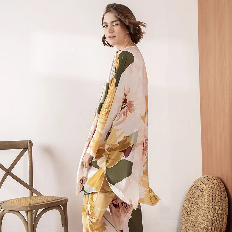 Лидер продаж Женский пижамный комплект комфортный свободный из 3 предметов