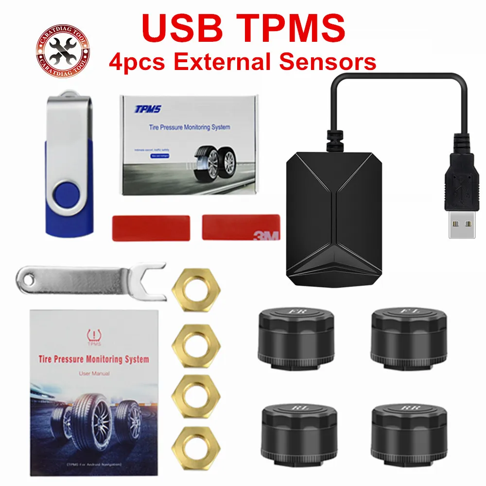 Автомобильная система контроля давления в шинах с USB TPMS для Android навигации 4