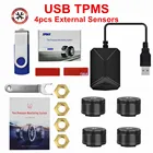 Автомобильная система контроля давления в шинах с USB TPMS для Android-навигации с 4 внутреннимивнешними датчиками сигнализация давления в шинах