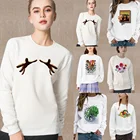 Женская одежда, модный свитер, Белый пуловер, топ, серия 3D принтов, о-образный вырез, Повседневная Осенняя теплая толстовка с длинными рукавами