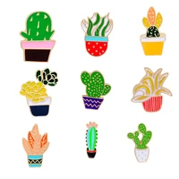plant green rose cactus potted pins brooch lapel badges men women fashion jewelry gifts collar hat