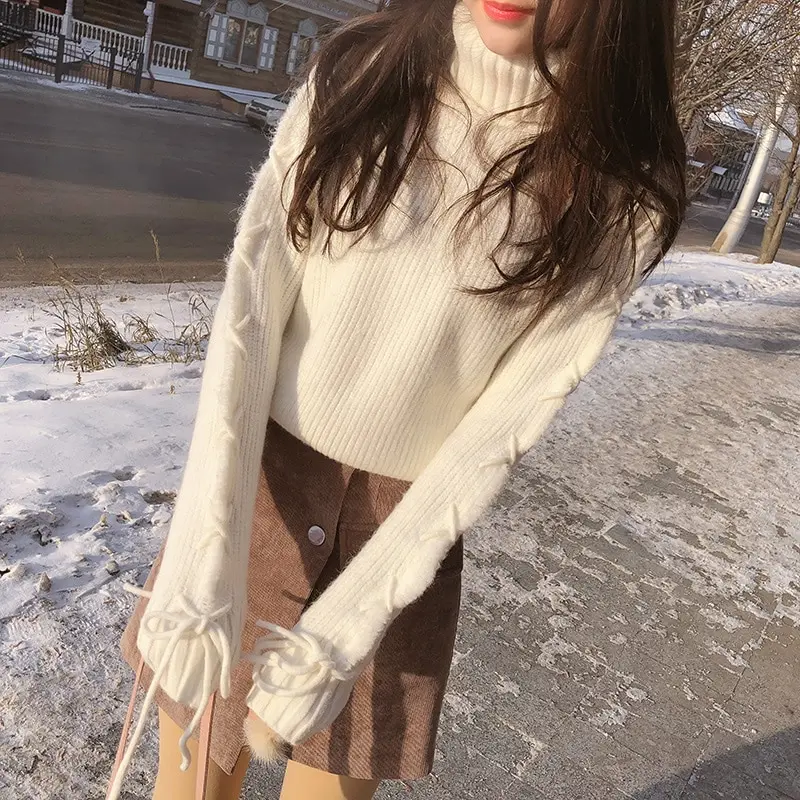 

Mishow woman pullovers 2018 korean solid loose autumn winter female long sleeve casual sweater turtleneck MX17D5151