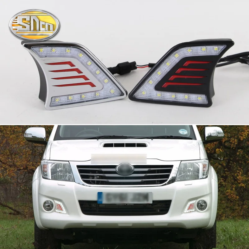 

12V Car LED DRL Daylihgts For Toyota Hilux Vigo 2012 2013 2014 Daytime Running Lights Fog Lamp