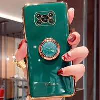Luxury Plating Ring holder Phone Case For Xiaomi Poco Pro Nfc X3pro Poko Soft Silicone Camera Protector Cover