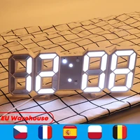 3d led digital wall clock time date temperature electronic convertible wall mounted alarm clock for home living room decoration