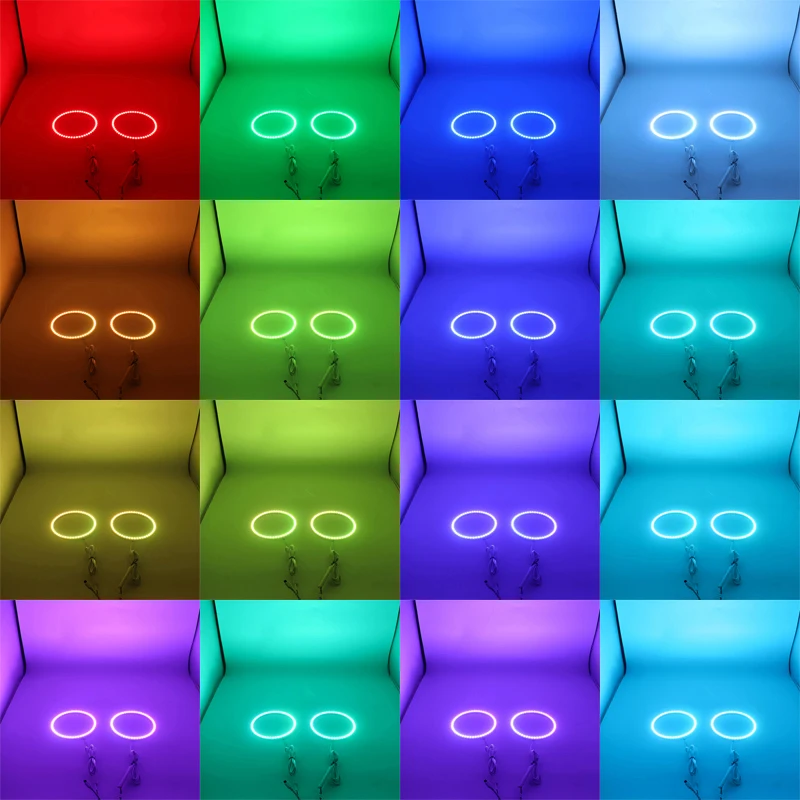 Новейшие разноцветные светодиодные фары RGB Angel Eyes Halo Ring Eye DRL RF пульт