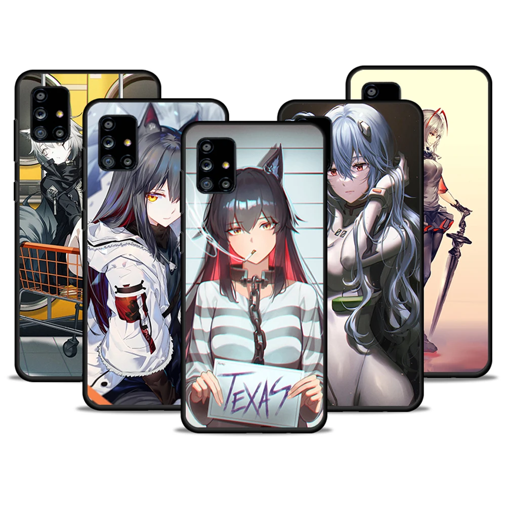 

W Arknights Girl For Samsung Galaxy A72 A52 A71 A51 A32 5G A12 A21S A31 A41 Silicone Soft Cover Black Phone Case