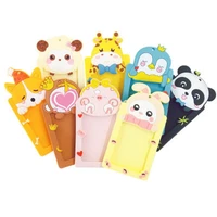 cute cartoon silicone card id holder credit card bus card case key holder ring with lanyard for students school supplies