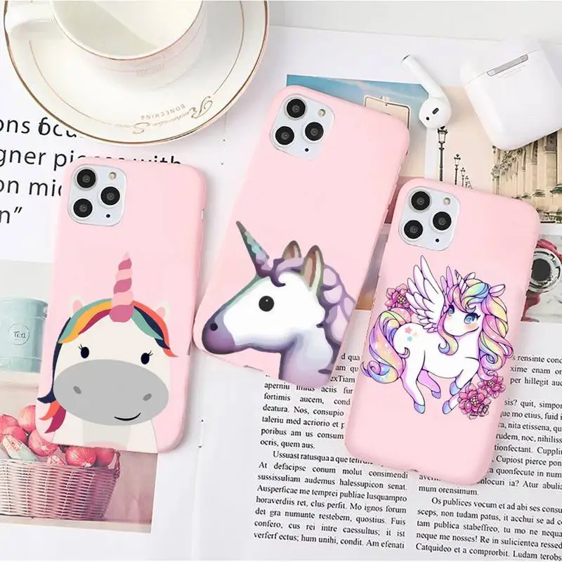 

Unicorn Sacred Magic Animal Phone Case Pink Color For iPhone 13 12 11 X XR XS Pro Max Mini 6 7 8 Plus Cover Funda