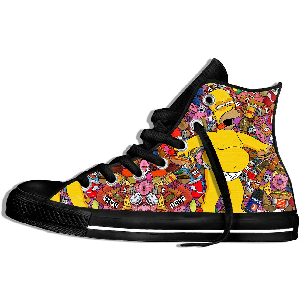 New casual shoes Simpson printed 3D men's and women's high-top harajuku cartoon funny sneakers | Обувь