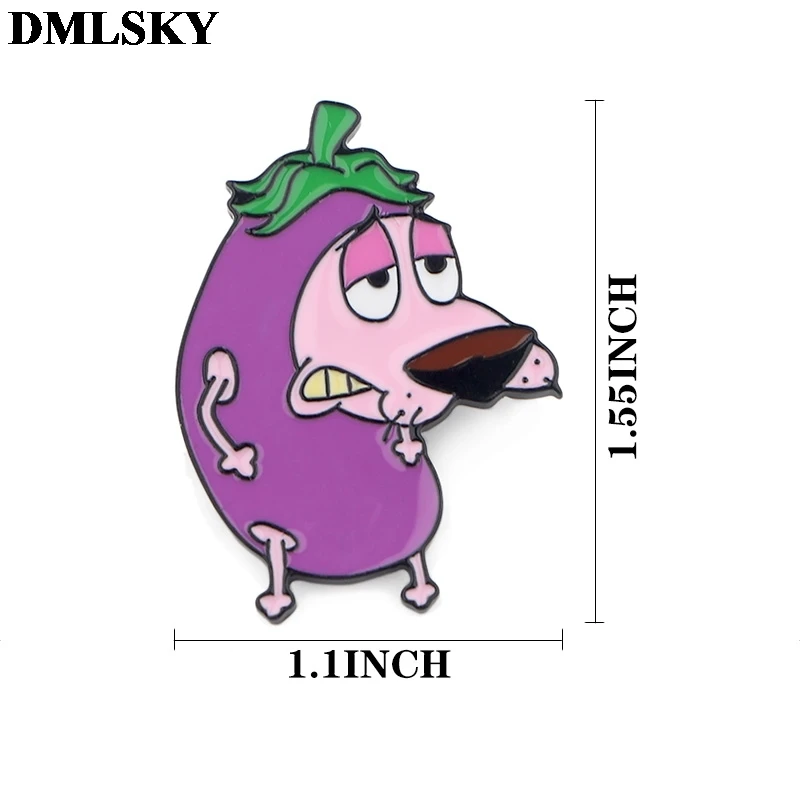 DMLSKY отвага трусливая собака мультфильм Металлические Булавки эмалированные Броши для женщин мужчин Нагрудный значок для рюкзака джинсовая булавка M2840
