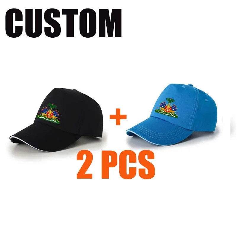 Бейсболка мужская черная с логотипом на заказ кепка надписью и фото страны Гаити