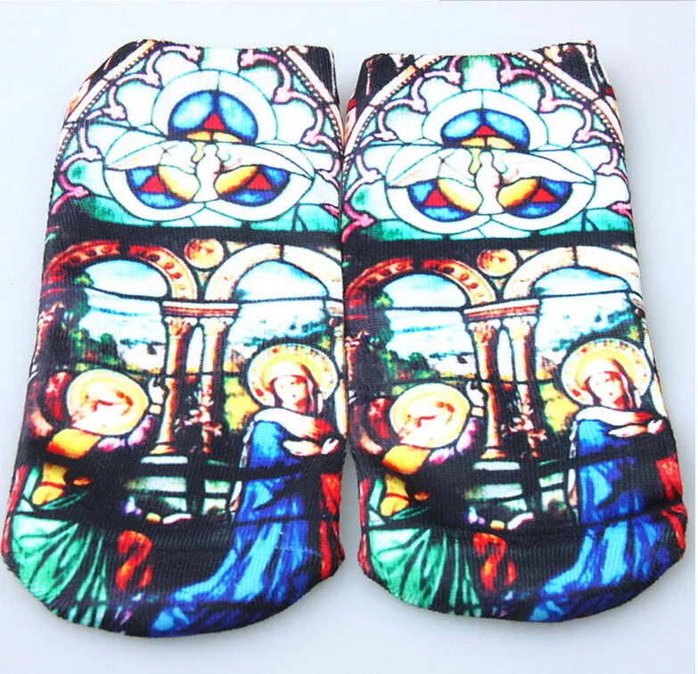 

Женские осенние повседневные забавные полосатые короткие носки с мультяшным принтом