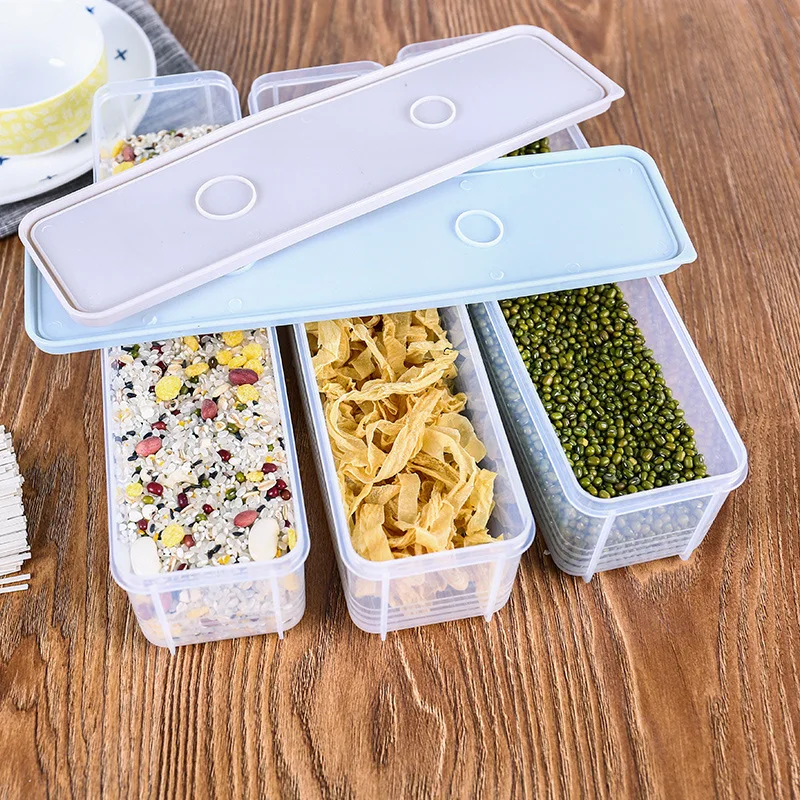 

1pc Plastic Food Storage Container Kitchen Refrigerator Noodle Rectangle Box Multigrain Storage Tank Transparent Sealed Cans
