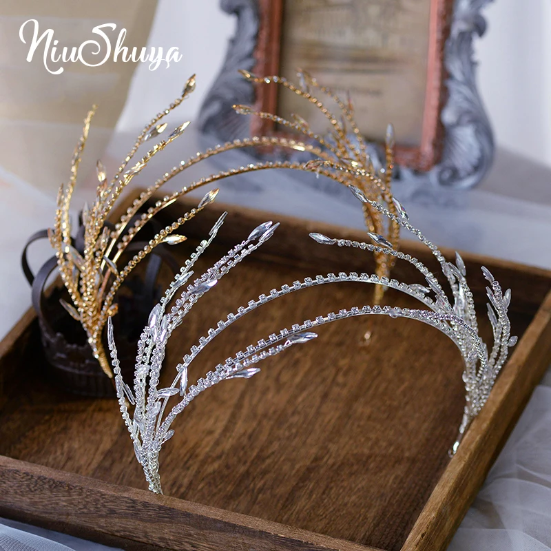 

NiuShuya Handmade Crystal Wedding Tiaras Headbands Princess Girls Bouquet Hairbands Hair Accessories Crown
