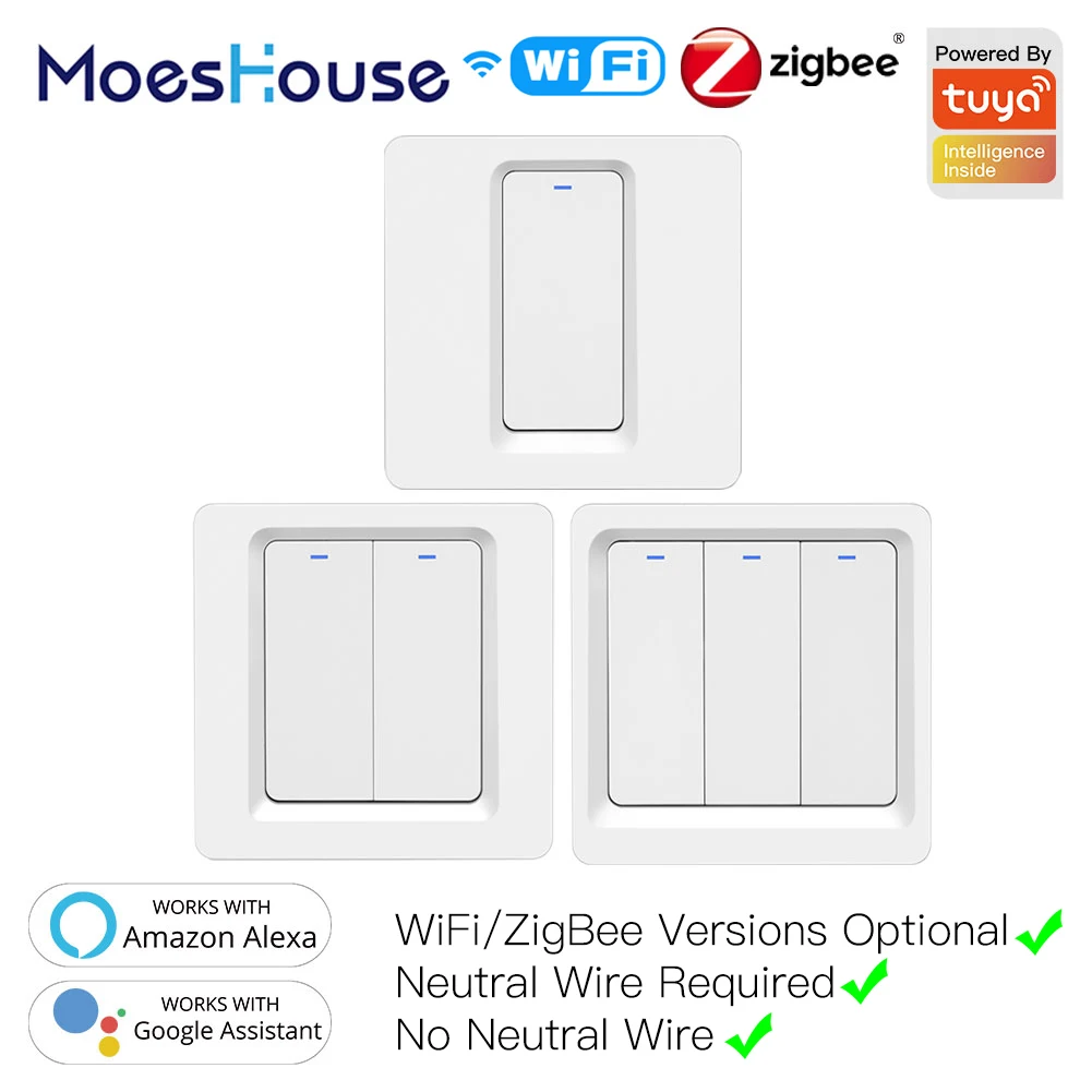 Wi Fi ZigBee Smart кнопочный переключатель Без нейтральный требуется 2MQTT настроить