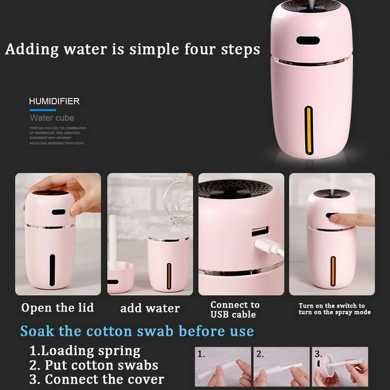 Портативный увлажнитель воздуха с крутым туманом светодиодный без воды