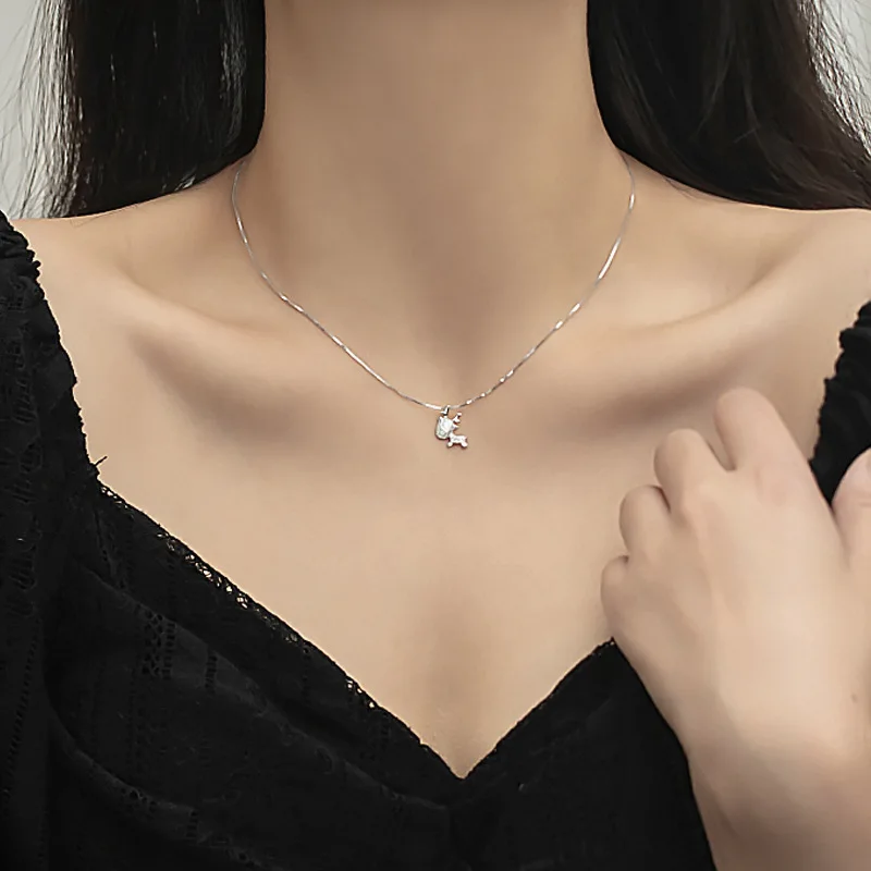 

YC0537N S925 Sterling Silver Fashion Exquisite Elk Zircon Pendant Gift Party Banquet Woman Jewelry Necklace 2021