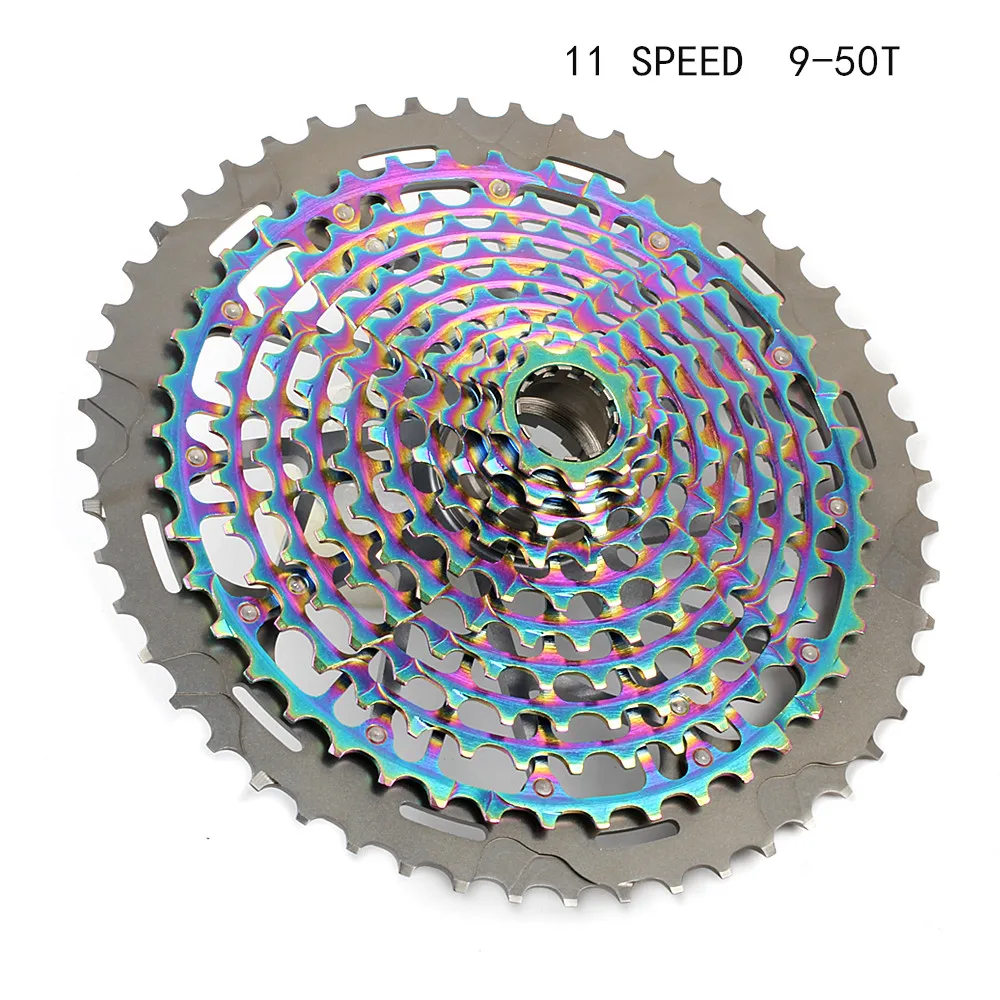 11S 9-50T HIMALO MTB 11 скоростей 9-50T и 12 Скоростей 9-50T Сверхлегкий XD велосипедный кассета Радуга полный стальной горный велосипедный маховик звездочка - Цвет: 11S 9-50T