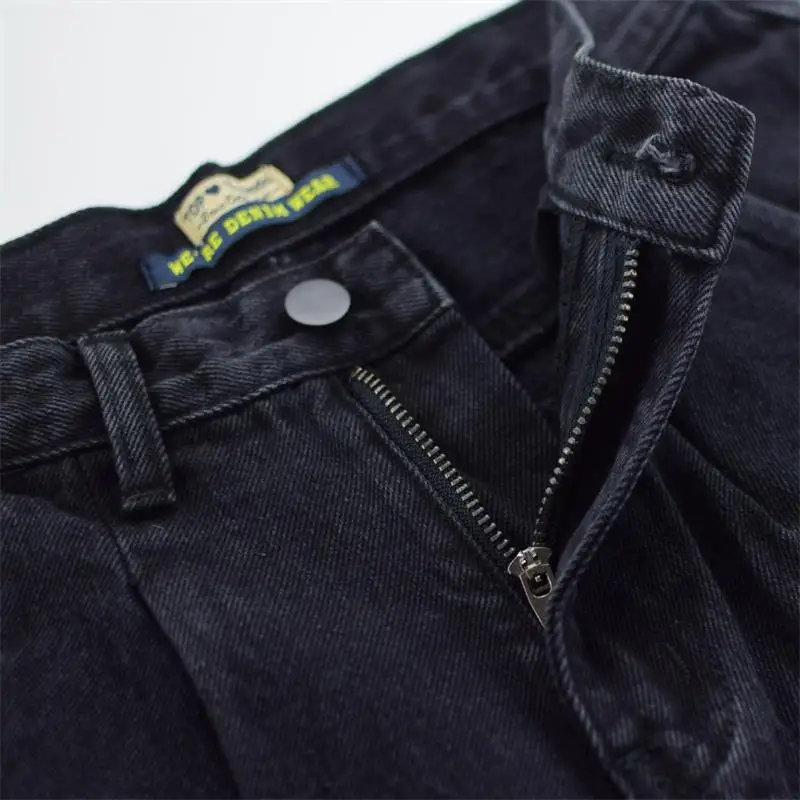 Женские свободные джинсы с высокой талией SupSindy повседневные Черные