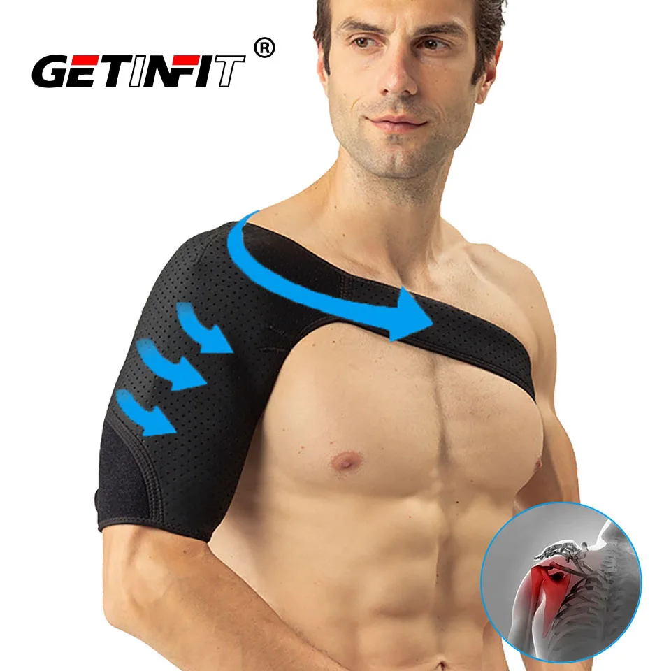 

Getinfit 1PCS Adjustable Back Brace Guard Strap Wrap Belt Gym Sports Care Single Shoulder Support Band Men Women Black Bandage