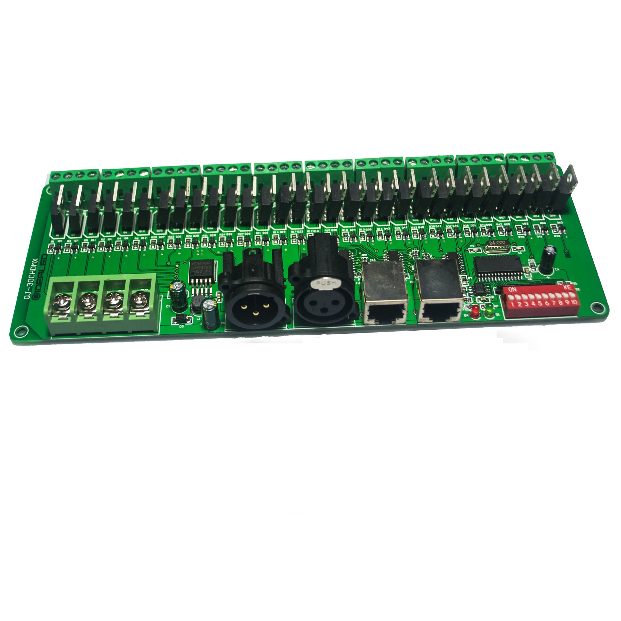 30 каналов DMX декодер с RJ45 и XLR Plug 27 channel DMX512 для DC12V-24V Светодиодная лента RGB