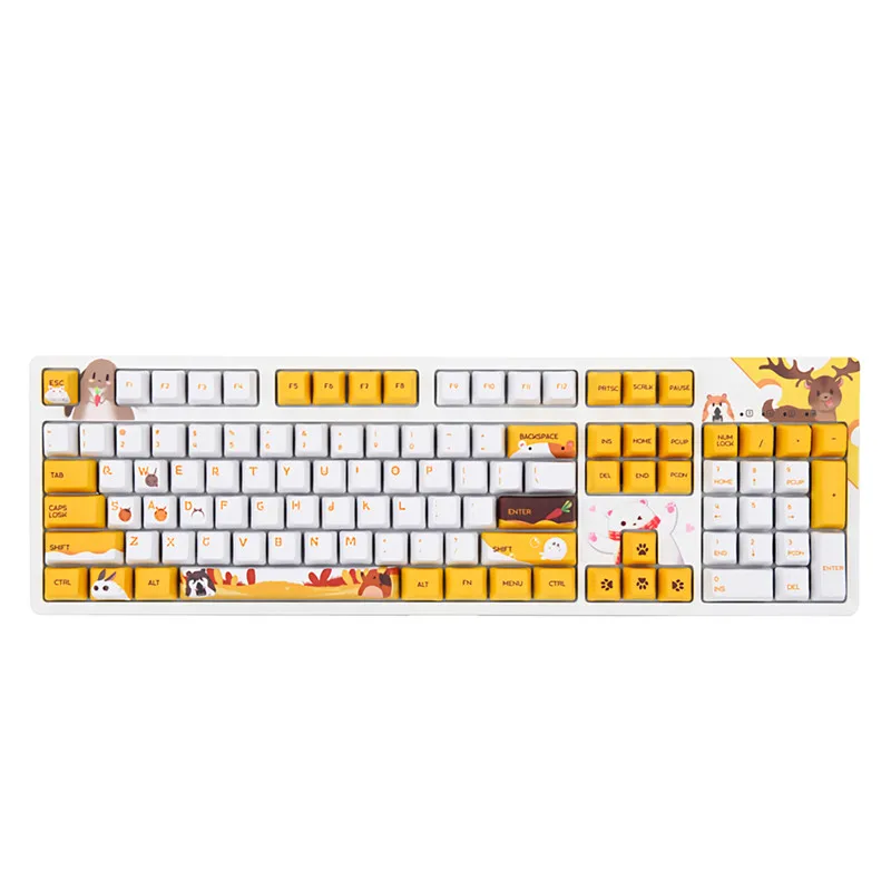 

Ajazz Cherry Switch Gaming Mechanical Keyboard 104 Keys Cute Animals Pattern Anime OEM Profile PBT Keycaps Wired Keyboard For PC