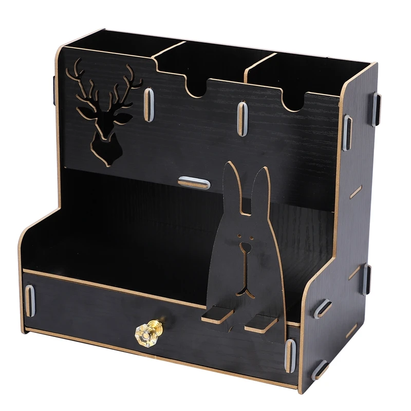 

Creative Pen Pencil Holder Receiving Box Desktop Learning Penholder Office Desk Organizer Storage Rack Supplies Wood