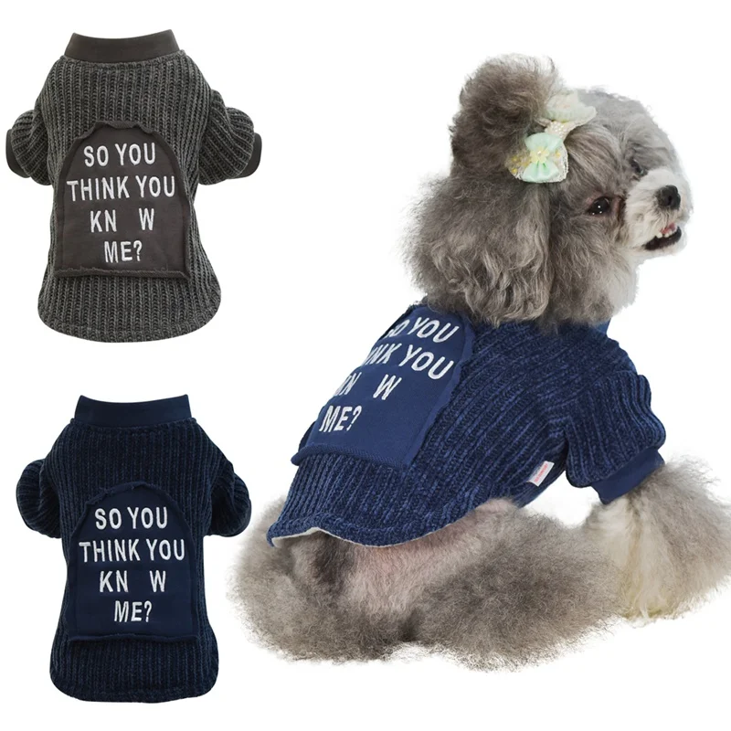 

Pet Autumn And Winter Soft Round Neck Letter Print Wind Warm Jacket Winter Cotton Thick Warm Chihuahua Puppy Costume S-2XL AB