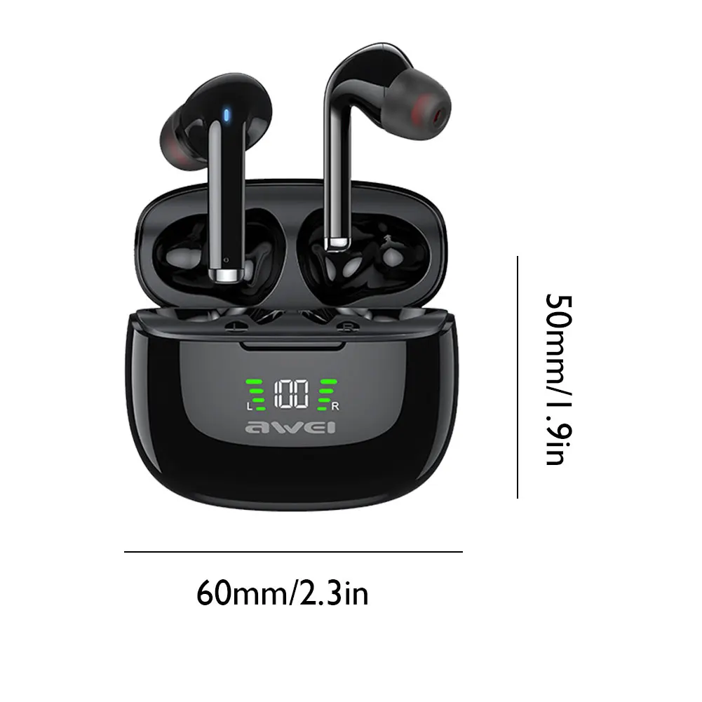 

AWEI TA8 Active Noise Cancelling Wireless Earbuds Headset Bluetooth In Ear Headphones ANC TWS Stereo Earphones with Microphone