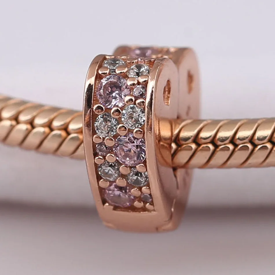 Сверкающие дуги любви зажим Шарм Подходит Для женского браслета браслет Роза и