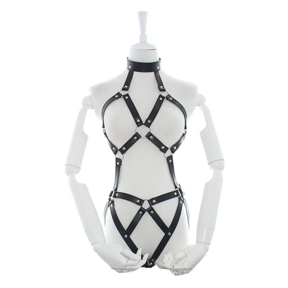 

Puppy play PU leather Body Harness for women fetish slave bondage restraints,exposed breast chastity costume,sex products