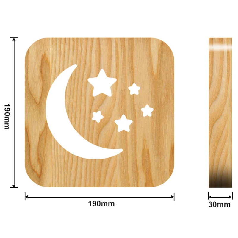 3D Деревянный светодиодный ночник Лунная лампа звезда USB детский креативный