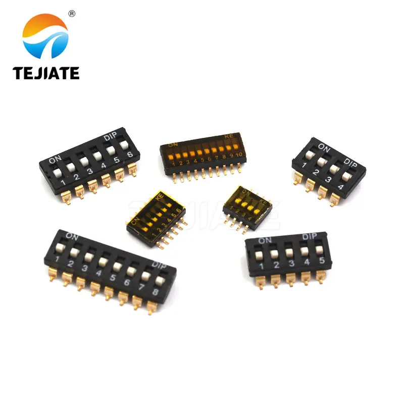 5PCS Toggle Switch Patch Flat Pulling DIP Snap Switches 2.54MM 1/2/3/4/5/6/8/10P Black Dial Address | Электронные компоненты и