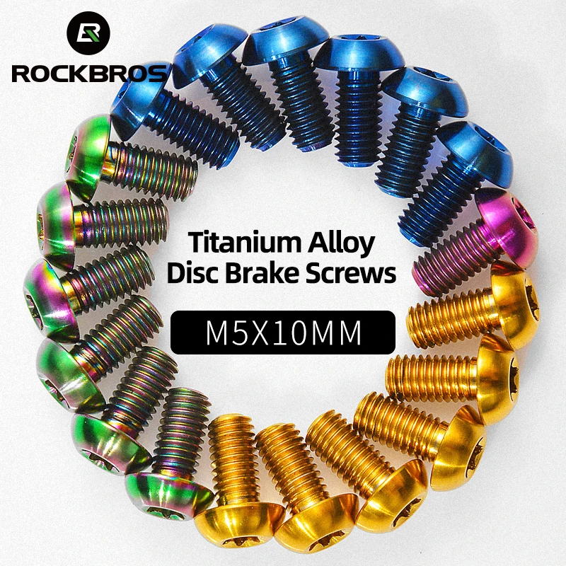 

ROCKBROS Bicycle Titanium Alloy Screw M5x10mm Brake Disc Lightweight DIY Cycling Parts MTB Road Bike Accessories