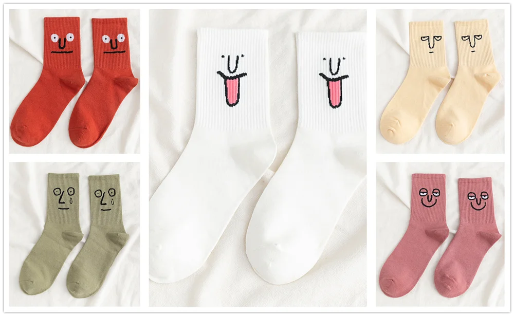 5 pairs 5 пар/упак. унисекс сюрприз Средние мужские носки Harajuku ColorfulWinter смешные мужские носки 100 Хлопок Kawaii Размер 35-42 - Цвет: 5 pairs