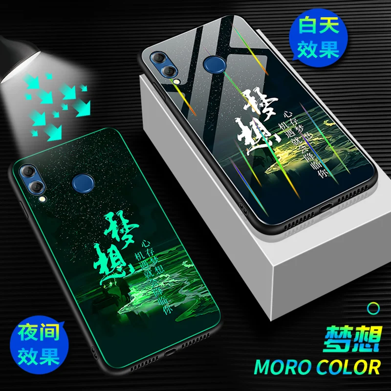 E10 Чехол для телефона для Xiaomi Redmi Note 7, чехол, светящаяся, светящаяся, закаленное стекло, задняя крышка для Xiaomi Redmi Note 7 Pro, чехол, силиконовый - Цвет: E10