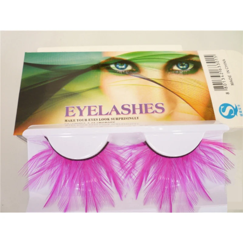 Сценические ресницы для Хэллоуина макияж Синие Большие удлиненные перьевые лица