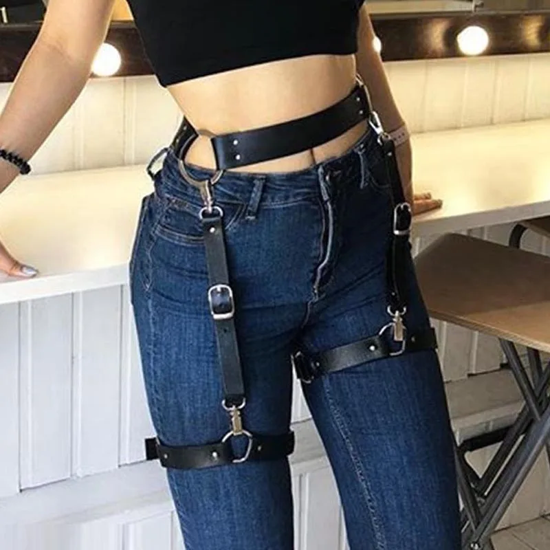Sex Body Bondage Women PU Leather Harness Gothic Garter Belt BDSM Lingerie Sexy Fantasy Fetish Adult Games | Красота и здоровье