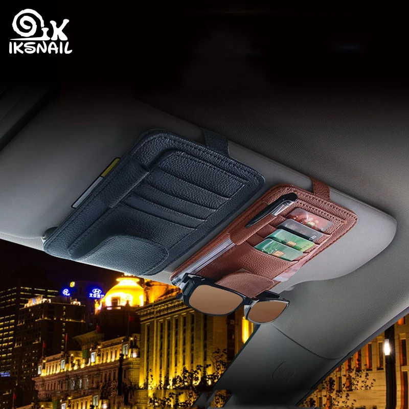 

IKSNAIL Multifunctional Car Sun Visor Card Holder Oxford Cloth Car Organize Box Card Case Sunglasses Clip Car Interior Accessory