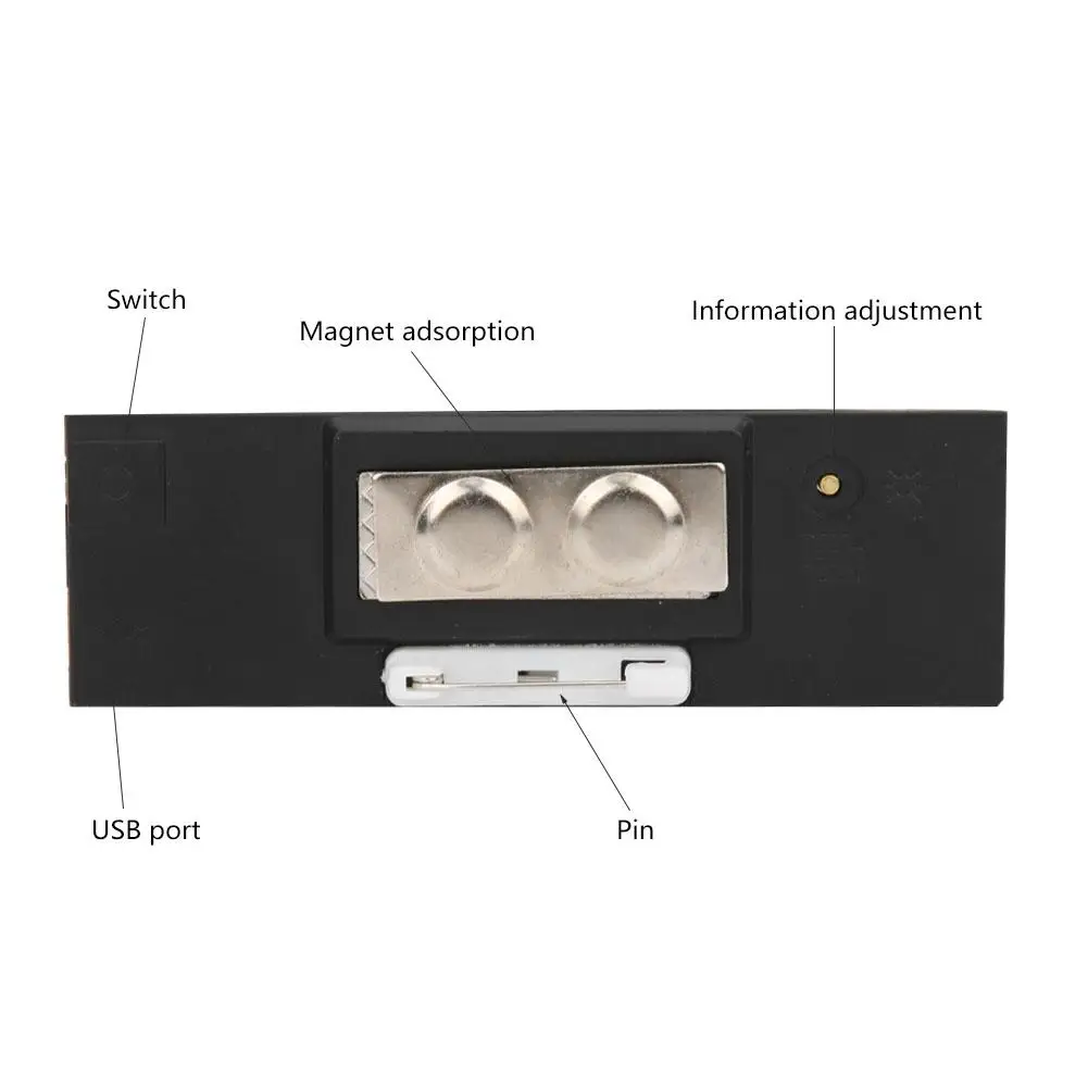 Мини светодиодный цифровой Дисплей Перезаряжаемые программируемые бейдж 15
