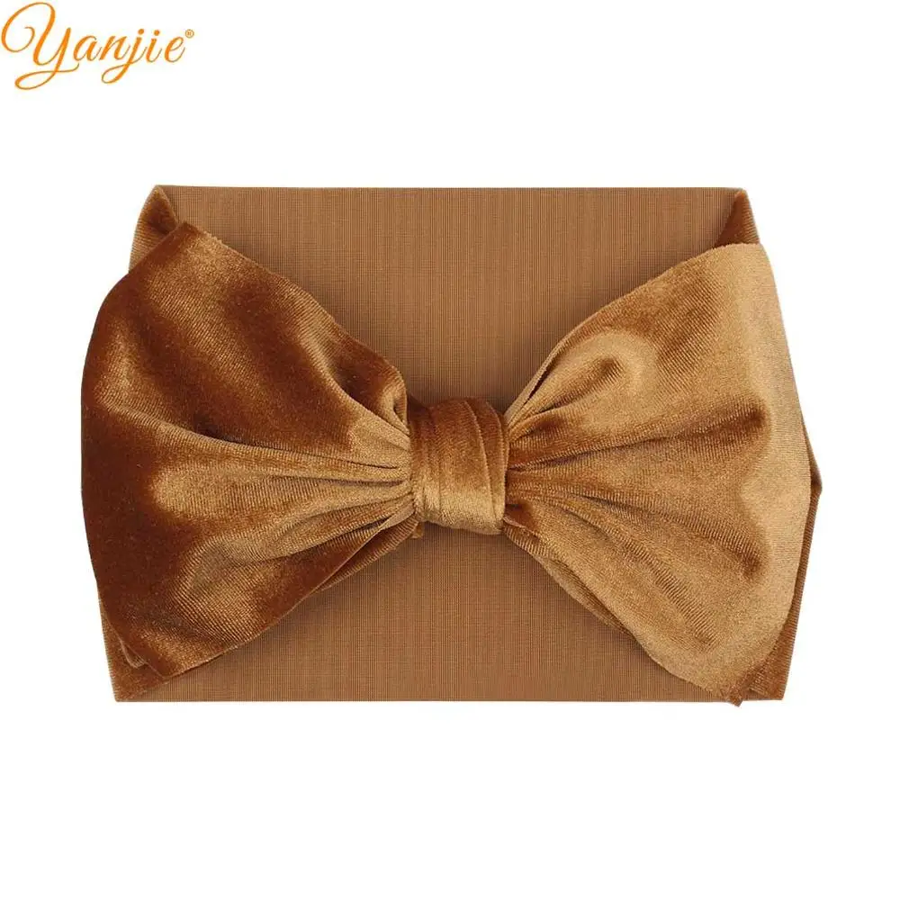 7 дюймов банты для волос бархатная повязка на голову широкие однотонные мягкие