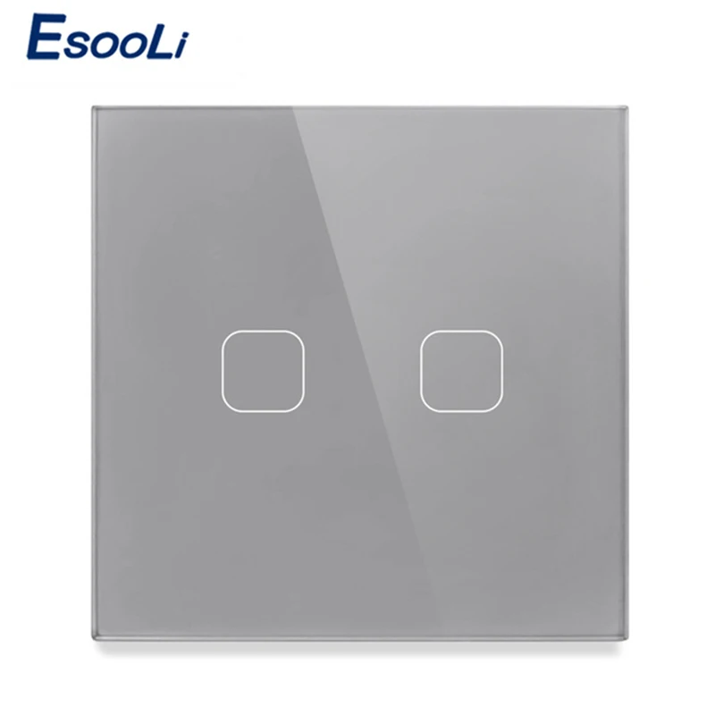 Сенсорный переключатель Esooli 2 клавиши 1 канал настенный выключатель сенсорного