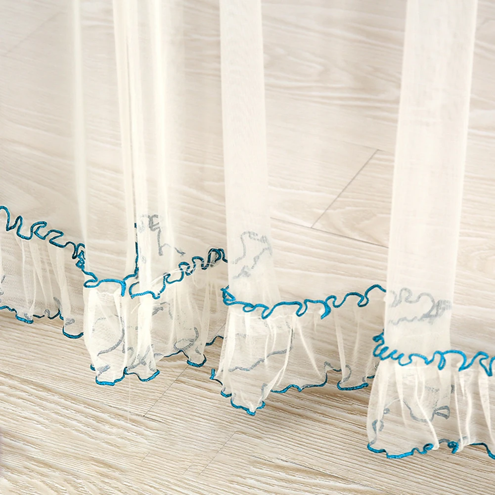 

Summer Screen Kitchen Mesh Accessories Door Curtain Punch Free Magic Sticker Anti Mosquito Flying Insects Home Floral Embroidery