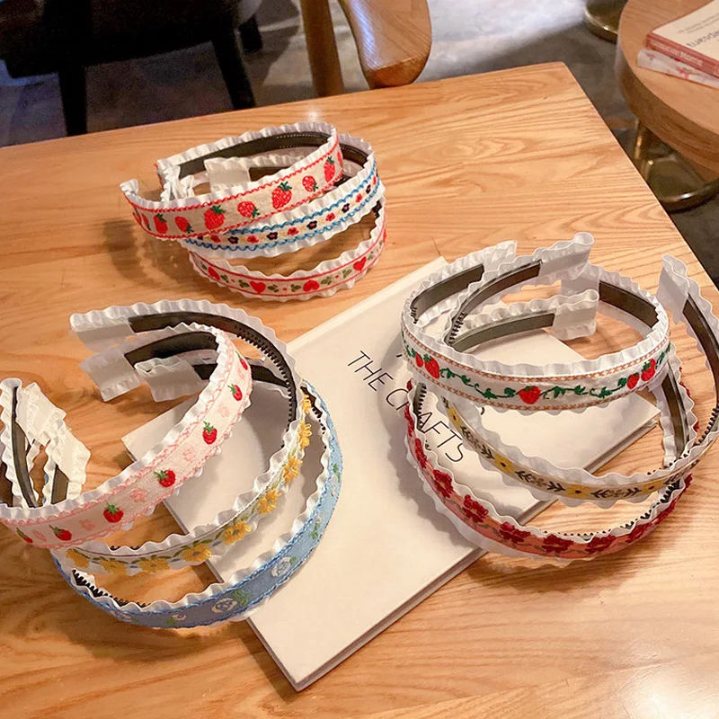 

Embroidery Flower Headbands For Women Korea Headband National Style Hair Accessories Colorful Hairband Head Wrap Hair Band