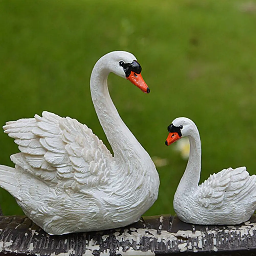 2 шт полимерная мини скульптура в виде Лебеди фонтана Сказочный Сад Микро пейзаж