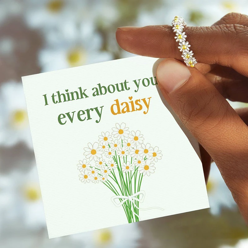 

Vintage Daisy Ring Cute Flower Rings For Women Adjustable Open Cuff Wedding Engagement Rings Female Jewelry Bague